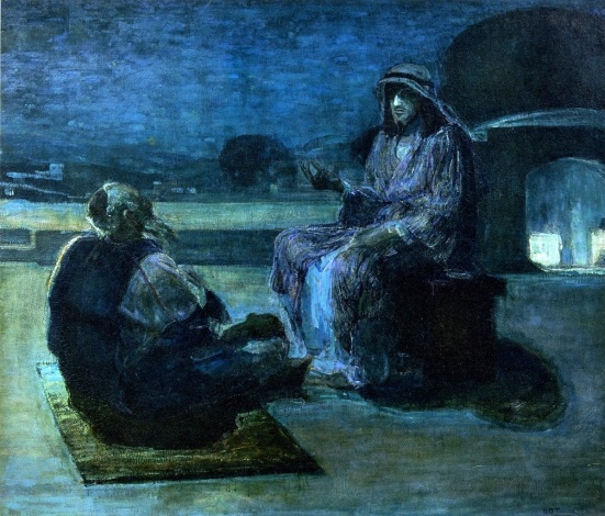 christ-and-nicodemus-on-a-rooftop-henry-ossawa-tanner-oil-painting